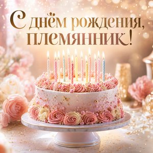 Открытка Дня Рождения с тортом