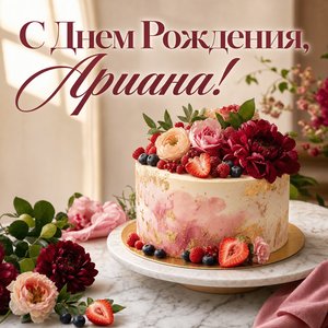 Открытка Дня Рождения с тортом