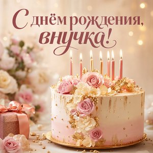 Открытка Дня Рождения с тортом и свечами