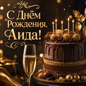 Открытка Дня Рождения с тортом и свечами