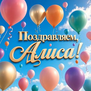 Открытка Дня Рождения с воздушными шарами