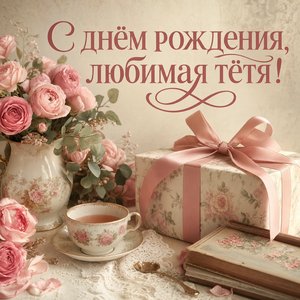 Открытка Дня Рождения в винтажном стиле