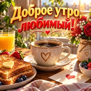 Открытка «Доброе утро, любимый!» любимому с кофе и запиской