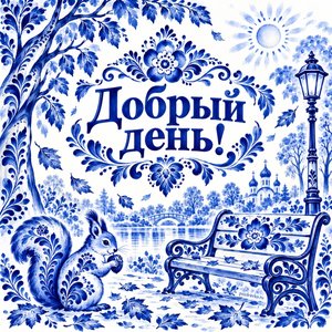 Открытка «Добрый день!» с белкой в парке