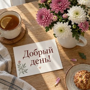 Открытка «Добрый день!» с хризантемами