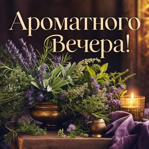 Открытка добрый вечер с ароматными травами