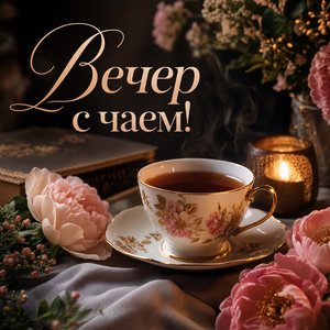Открытка добрый вечер с чашкой чая