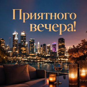 Открытка добрый вечер с городскими огнями