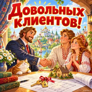 Открытка «Довольных клиентов!» с рукопожатием