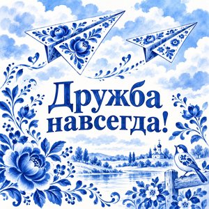 Открытка «Дружба навсегда!» с бумажными самолётиками