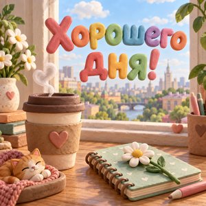 Открытка «Хорошего дня!» с кофе навынос