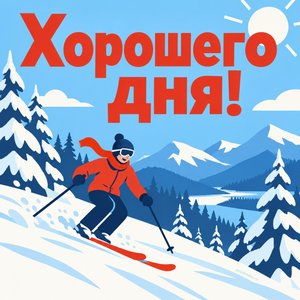 Открытка «Хорошего дня!» с лыжником