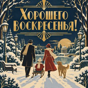 Открытка «Хорошего воскресенья!» с семейной прогулкой