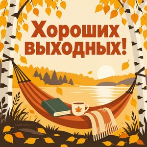 Открытка «Хороших выходных!» с гамаком