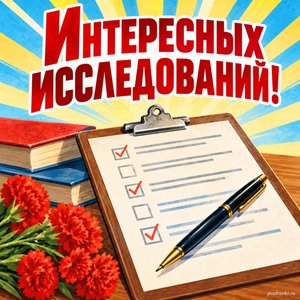 Открытка «Интересных исследований!» с анкетой