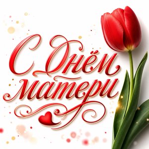 Открытка ко Дню матери с красным тюльпаном Открытка ко Дню матери с красным тюльпаном