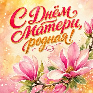 Открытка ко Дню матери с веткой магнолии