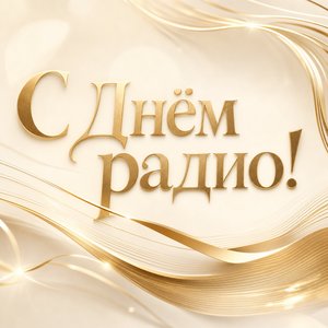 Открытка ко Дню радио с золотыми радиоволнами