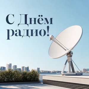 Открытка ко Дню радио со спутниковой антенной