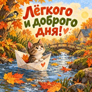 Открытка «Лёгкого и доброго дня!» с бумажным корабликом