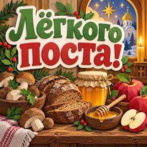 Открытка «Лёгкого поста!» с постным столом