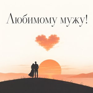 Открытка «Любимому мужу!» с парой на закате