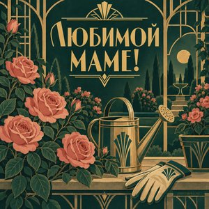 Открытка «Любимой маме!» с садом роз