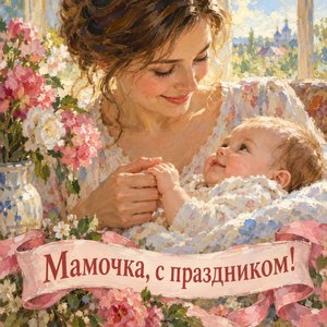 Открытка «Мамочка, с праздником!» с ручкой малыша