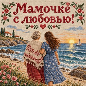 Открытка «Мамочке с любовью!» с прогулкой у моря