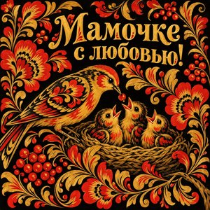 Открытка «Мамочке с любовью!» с птичкой и птенцами