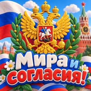 Открытка «Мира и согласия!» с гербом