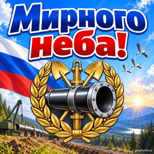 Открытка «Мирного неба!» с эмблемой