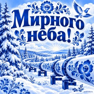 Открытка «Мирного неба!» с трассой в лесу