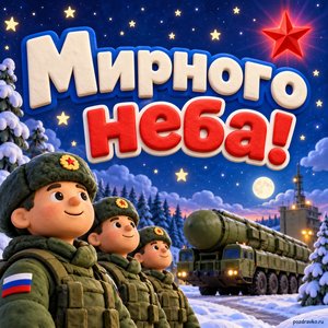 Открытка «Мирного неба!» со звёздным небом