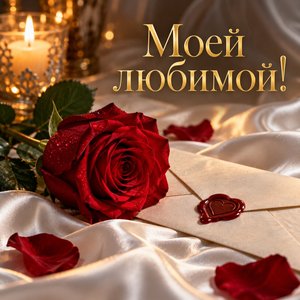 Открытка «Моей любимой!» с розой и письмом