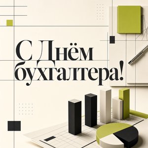 Открытка на День бухгалтера с таблицей и графикой