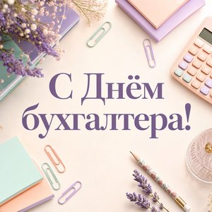 Открытка на День бухгалтера со скрепками и стикерами