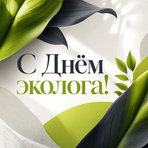 Открытка на День эколога с графичными листьями