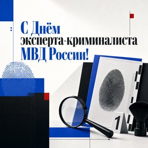 Открытка на День эксперта-криминалиста МВД России с карточками улик и отпечатком