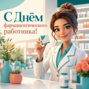 Открытка на День фармацевтического работника с фармацевтом
