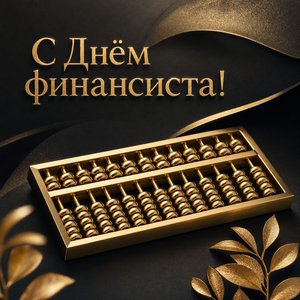 Открытка на День финансиста с золотыми счётами