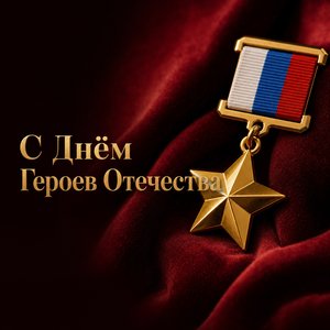 Открытка на День Героев Отечества с Золотой Звездой Героя