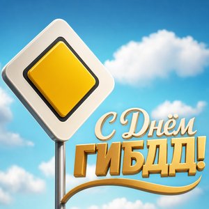 Открытка на День ГИБДД с дорожным знаком