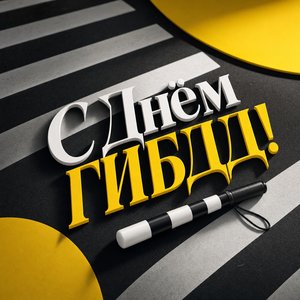 Открытка на День ГИБДД с пешеходной зеброй