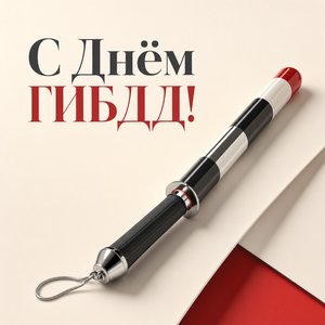 Открытка на День ГИБДД с регулировочным жезлом