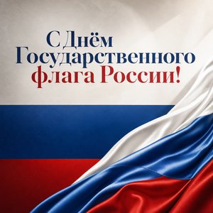 Открытка на День Государственного флага России с графическими полосами триколора
