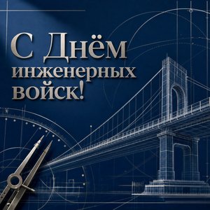 Открытка на День инженерных войск с инженерным чертежом