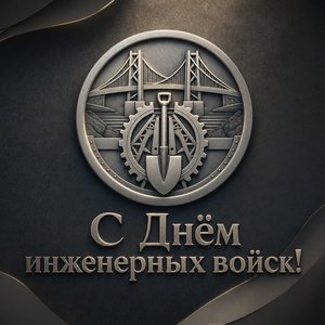 Открытка на День инженерных войск с памятной медалью