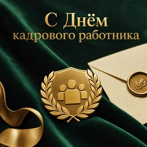 Открытка на День кадрового работника с золотым бейджем