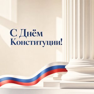 Открытка на День Конституции России с белыми колоннами